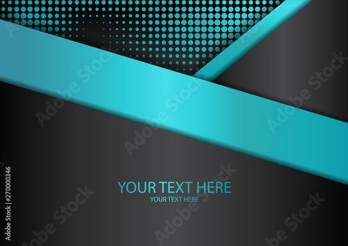 Bright halftone dots and colored inclined ribbons stripes on a dark background. Luxury poster background template.