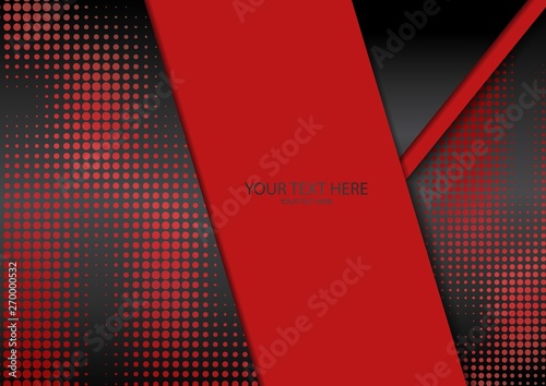 Bright halftone dots and colored inclined ribbons stripes on a dark background. Luxury poster background template.