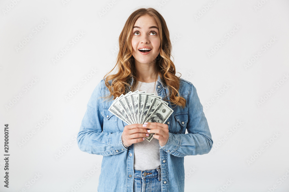 Attractive young girl standing isolated over white Attractive young girl standing isolated over white