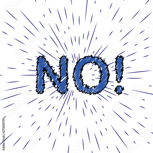No sign in textured ragged rays. Hand drawn style