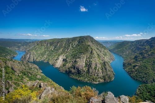 Panoramic of an impressive viewpoint of the Sil Canyon in the Ribeira Sacra, Galicia