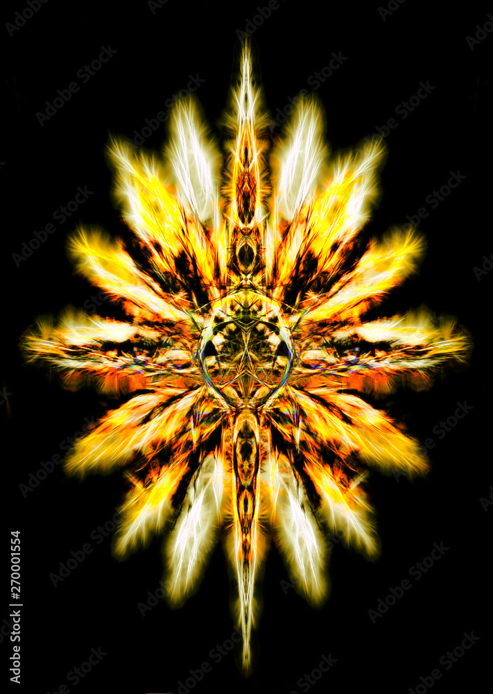 Ornamental graphic in shape of a star with feathers, fractal effect. Ornamental graphic in shape of a star with feathers, fractal effect.