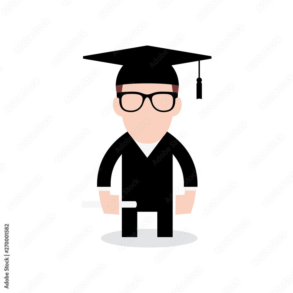 Vector cartoon smart student boy in graduation suit Vector cartoon smart student boy in graduation suit