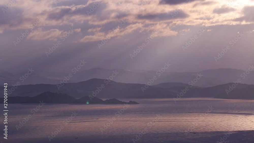Baikal. Winter. Severe Siberian landscape. The nature of Siberia. Early morning. Baikal. Winter. Severe Siberian landscape. The nature of Siberia. Early morning.