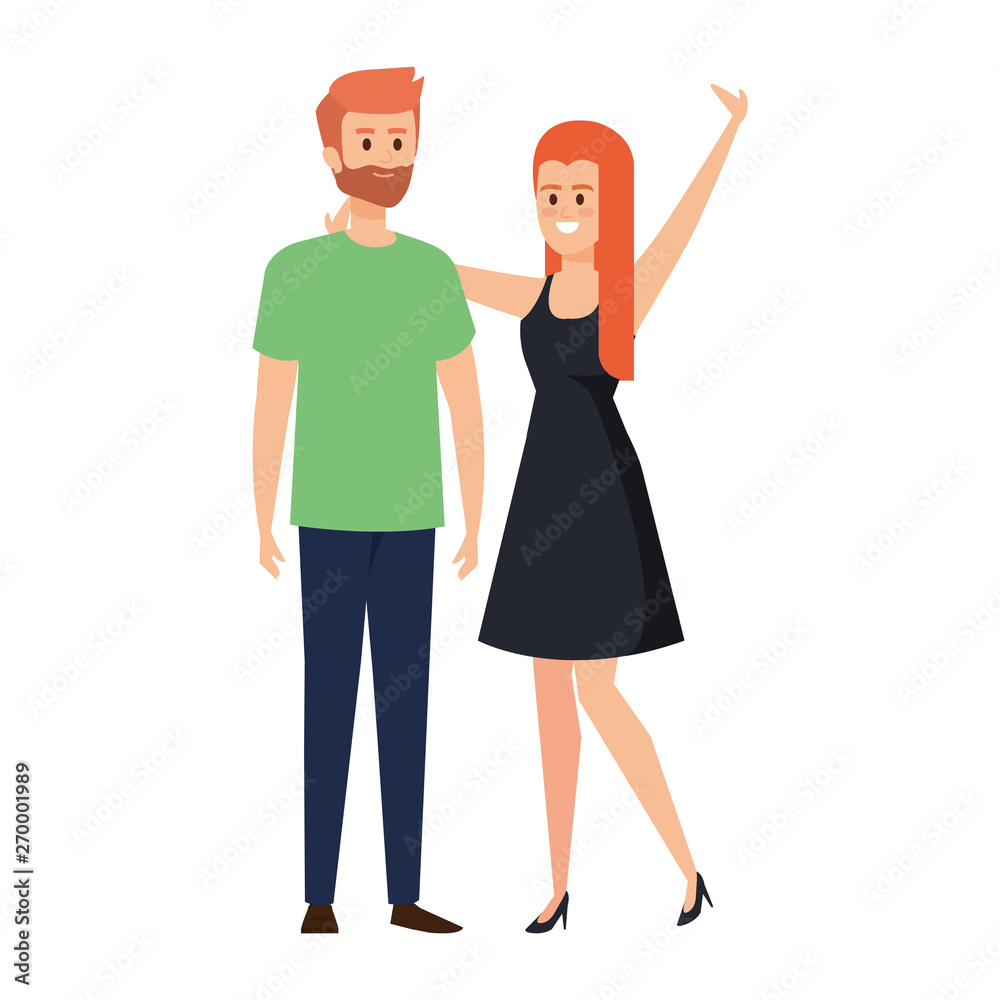 Fototapeta premium young couple lovers avatars characters