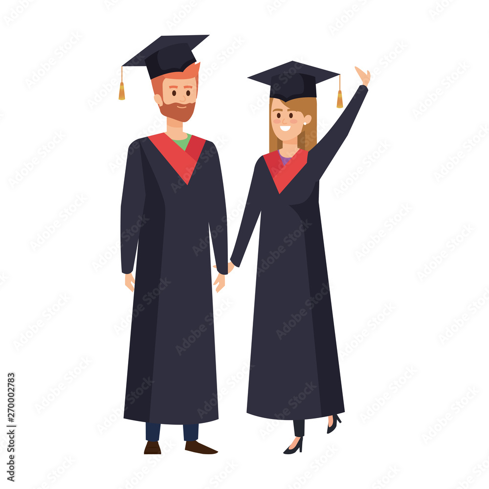 young couple students graduated celebrating young couple students graduated celebrating