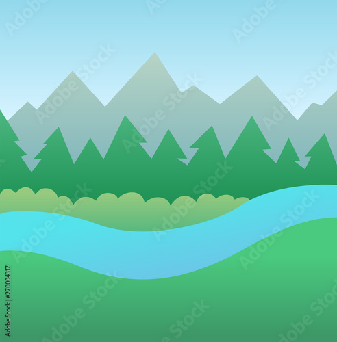 Mountain landscape flat vector background