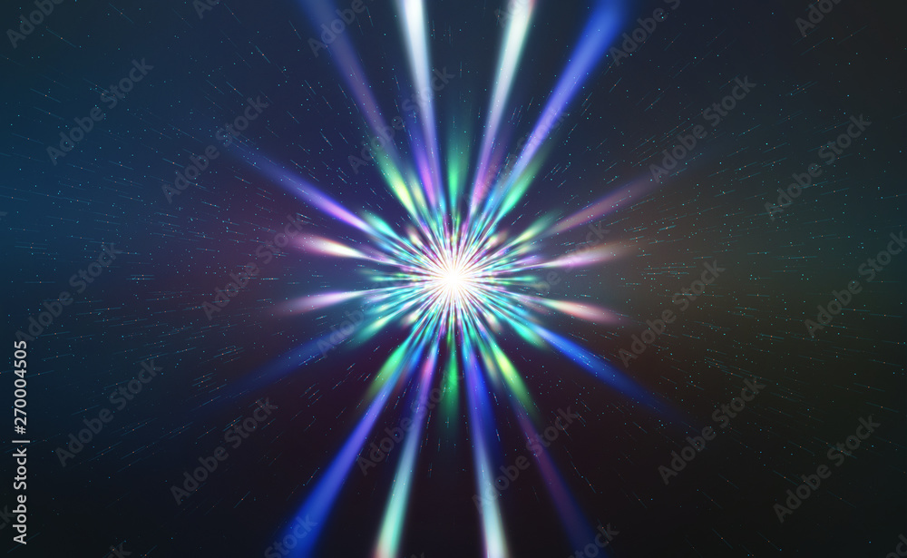 Big bang in the universe. Birth of a supernova. Flash of light on the background of cosmic particles. Speed of light Big bang in the universe. Birth of a supernova. Flash of light on the background of cosmic particles. Speed of light
