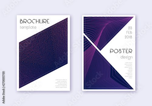 Triangle cover design template set. Violet abstrac