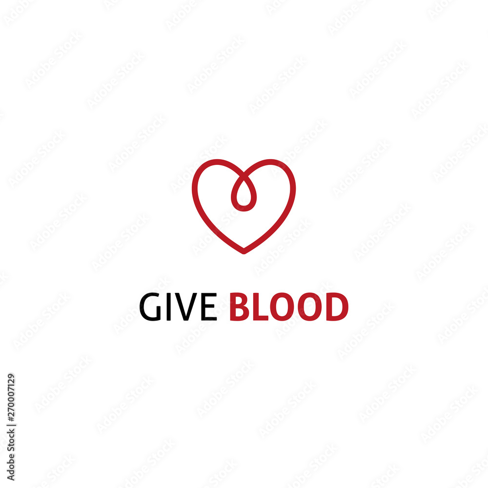 Blood donation icon heart drop linear logo 