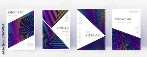 Triangle brochure design template set. Rainbow abs