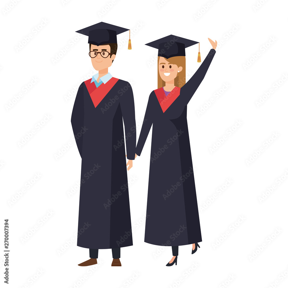 young couple students graduated celebrating young couple students graduated celebrating