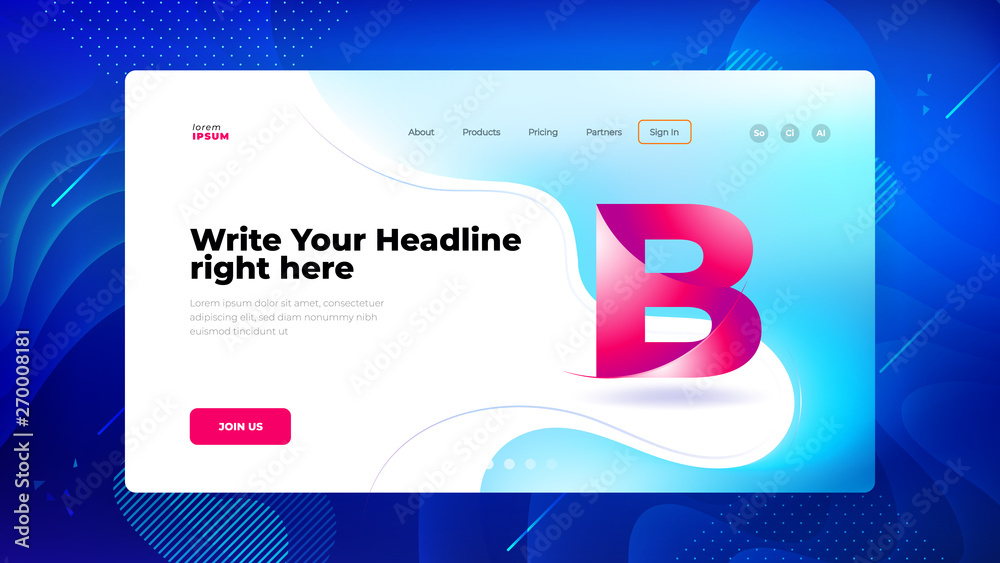 Fototapeta premium Blue Liquid color background design for Landing page site. Fluid gradient shapes composition. Futuristic design posters. Eps10 vector.