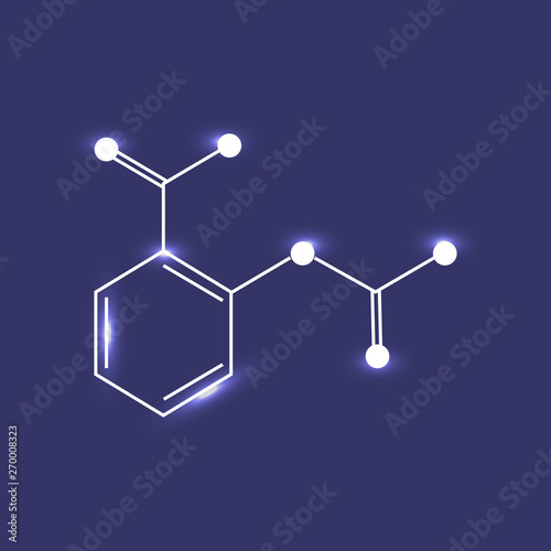Aspirin shining vector icon on dark background, acetylsalicylic acid