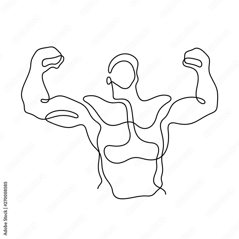 Strong muscle man continuous line vector illustration Strong muscle man continuous line vector illustration