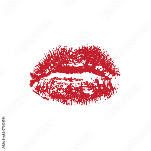 Sexy red lips imprint vector