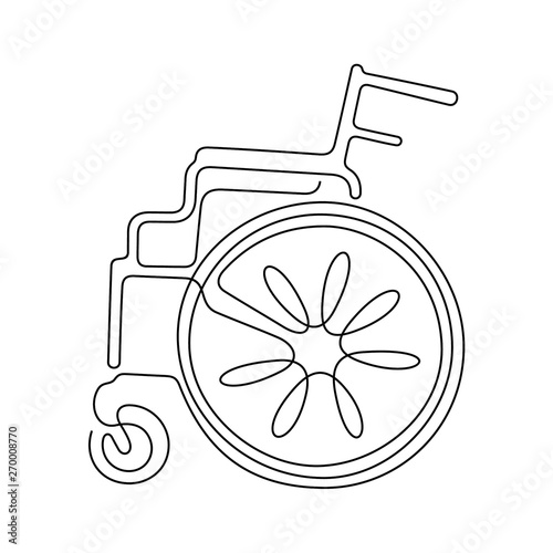 Wheelchair continuous line vector illustration