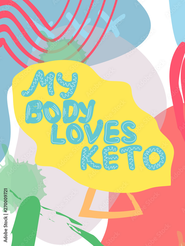 Low carb high fat white collage lettering. Keto diet flat hand drawn illustration. Low carb high fat white collage lettering. Keto diet flat hand drawn illustration.