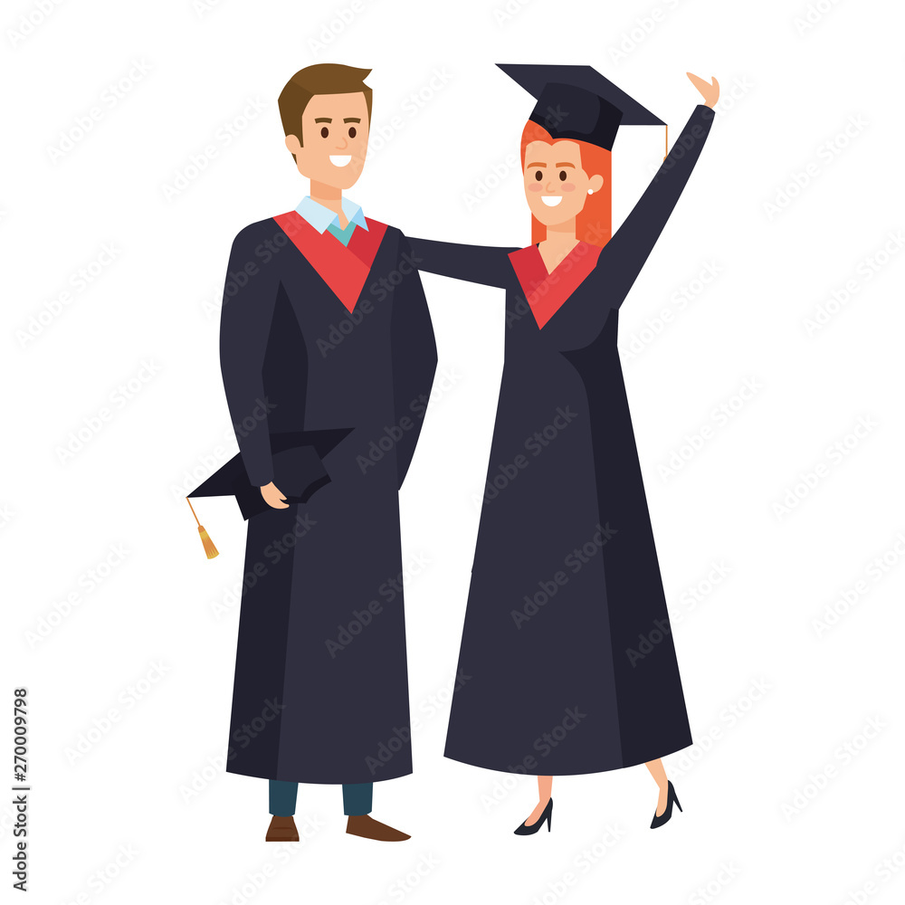 young couple students graduated celebrating young couple students graduated celebrating