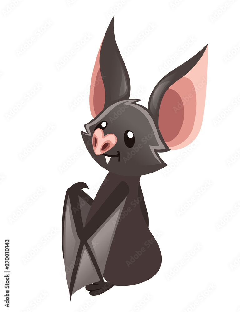 Cartoon bat. Cute vampire bat, flying mammal. Flat vector illustration ...