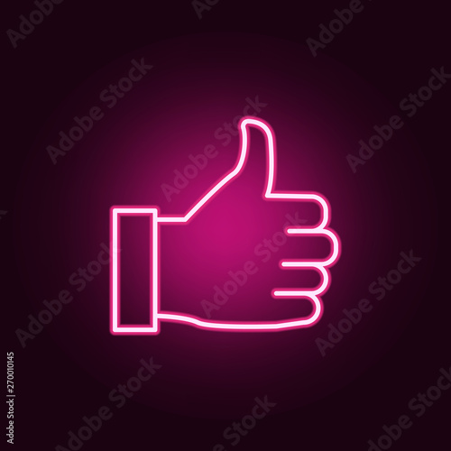 hand with a thumb up neon icon. Elements of web set. Simple icon for websites, web design, mobile app, info graphics
