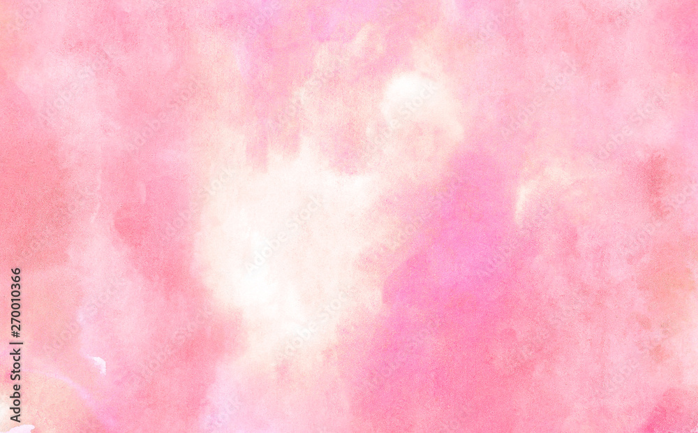 Pink color light ink effect shades gradient on textured paper. Soft smeared aquarelle painted magenta watercolor canvas for splash design, invitation background, vintage template
