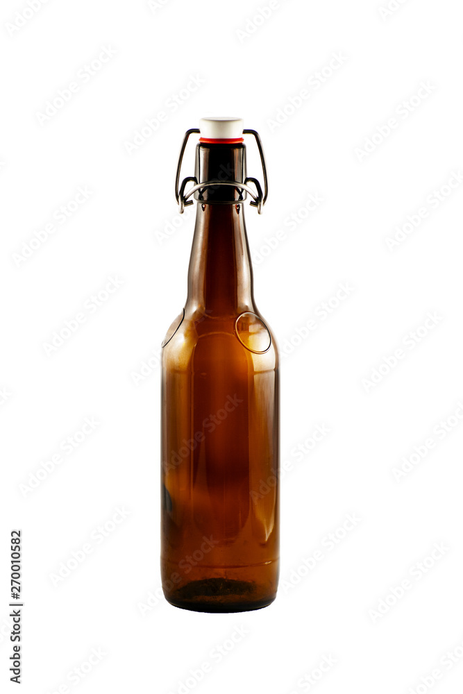 Brown bottle of beer isolated on white background Brown bottle of beer isolated on white background