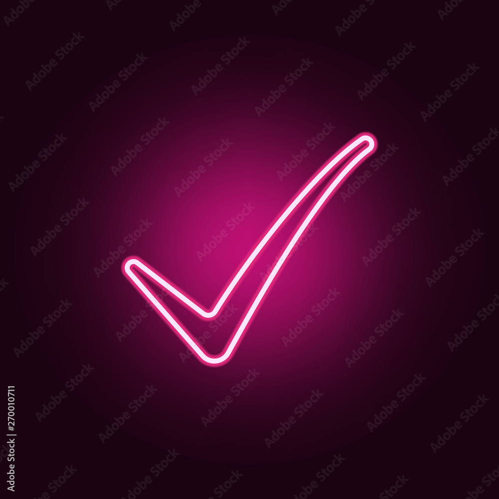 sign checked neon icon. Elements of web set. Simple icon for websites, web design, mobile app, info graphics