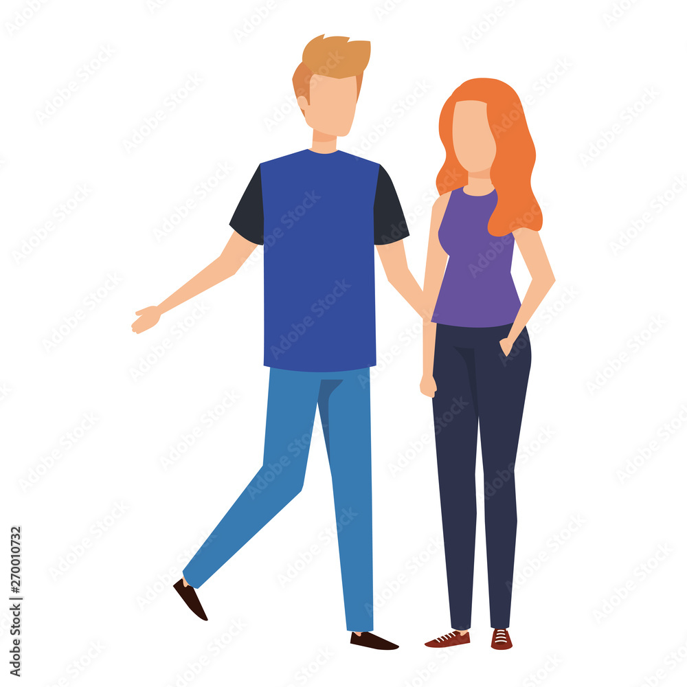 Fototapeta premium young couple lovers avatars characters
