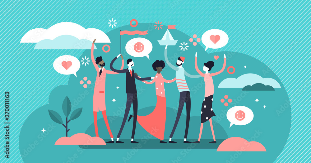 Friendship vector illustration. Tiny social relationship persons concept.