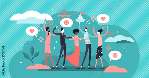 Friendship vector illustration. Tiny social relationship persons concept.