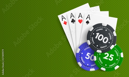 Casino online background with chips and cards. Concept for flyer, banner, poster. Vector illustration.