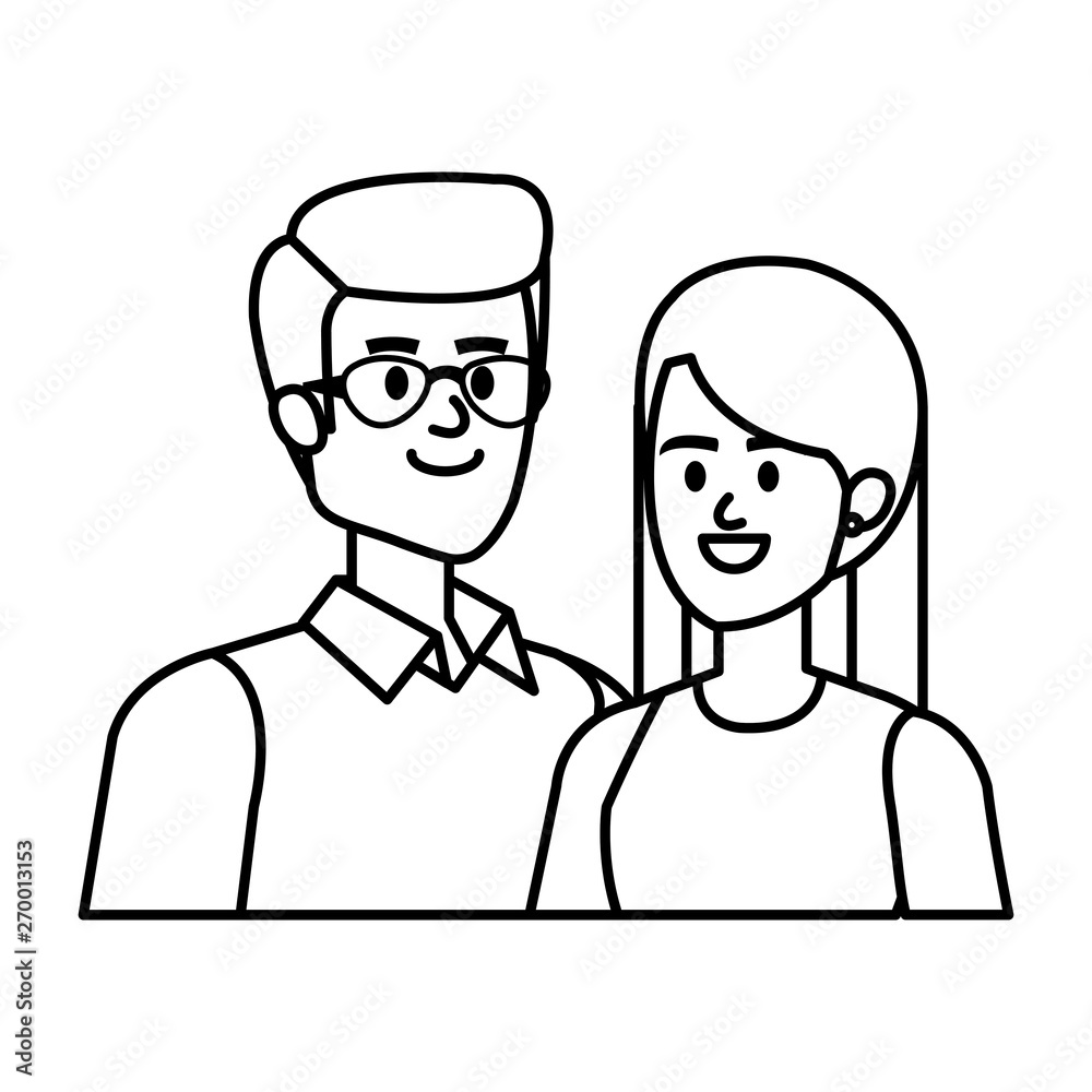 business couple avatars characters vector illustration business couple avatars characters vector illustration