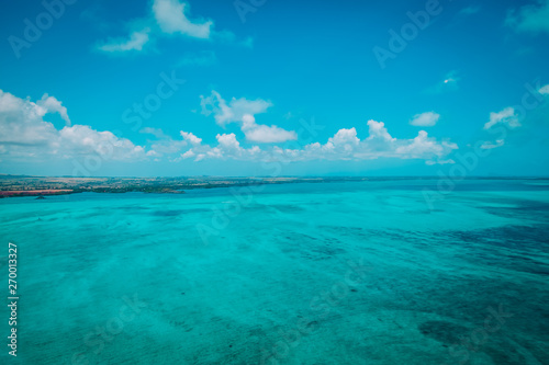 Aerial view of Mauritius, tropical paradise, taken during helicopter flight