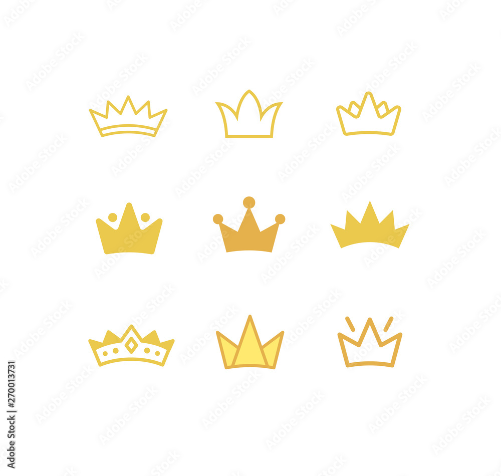 Crown icon set vector premium Crown icon set vector premium