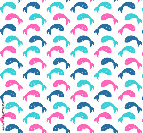 Colorful cute fish pattern simple graphic seamless vector