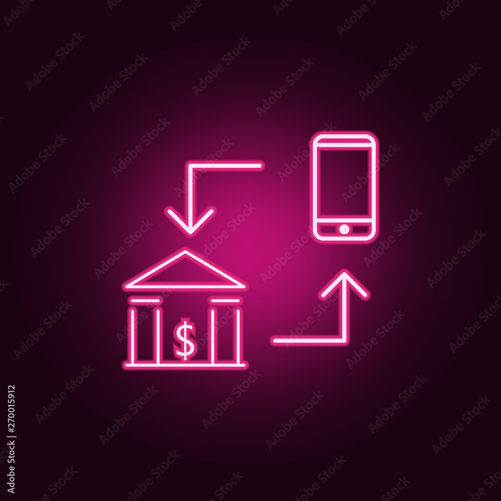 mobile bank neon icon. Elements of web set. Simple icon for websites, web design, mobile app, info graphics mobile bank neon icon. Elements of web set. Simple icon for websites, web design, mobile app, info graphics