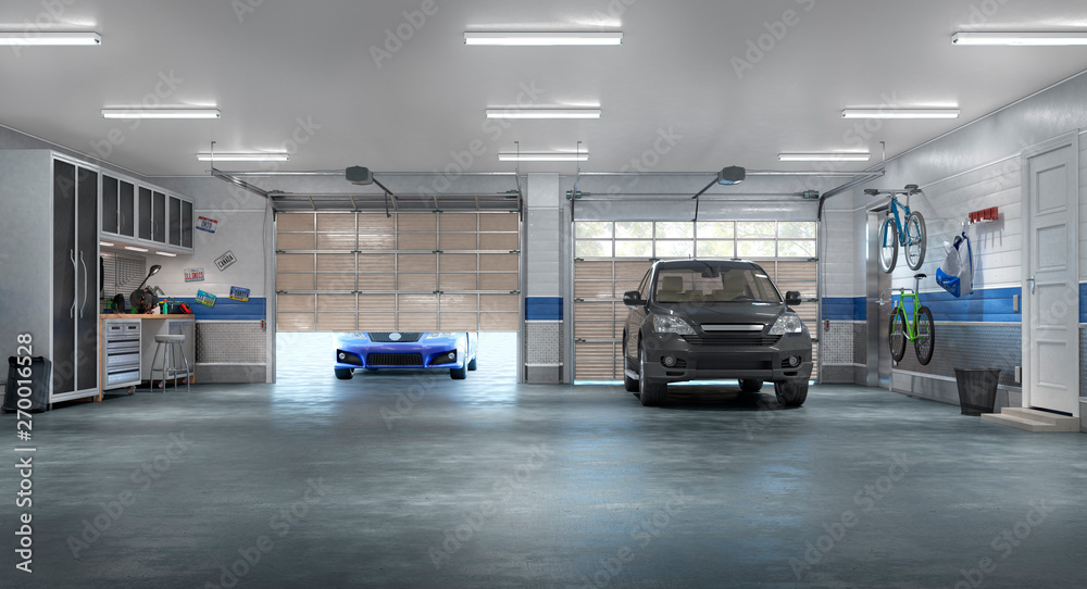 Modern garage interior. 3d illustration Stock Illustration | Adobe Stock