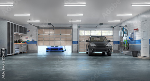 Valokuva Modern garage interior. 3d illustration