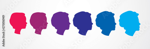 Girl maturation age years concept, adulthood idea, the time of life, periods and cycle of life, growing old, from infancy to maturity. Vector simple classic icon or logo design.