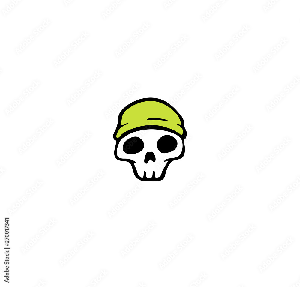 Cute skull in hat print design vector