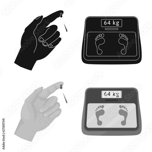 Vector illustration of diet and treatment  symbol. Collection of diet and medicine stock vector illustration.