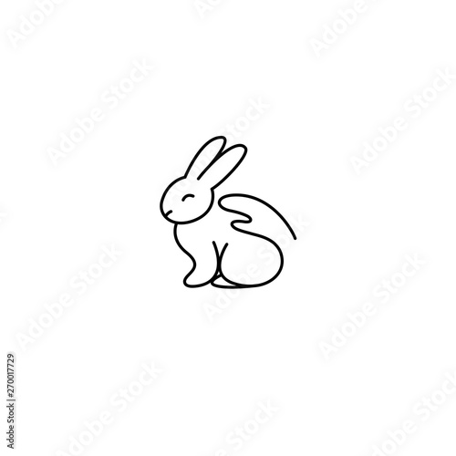 Cruelty free linear icon rabbit and hand