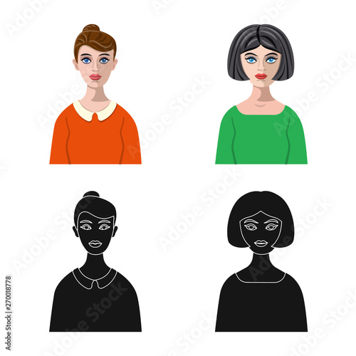 Vector illustration of hairstyle and profession  logo. Collection of hairstyle and character  vector icon for stock.