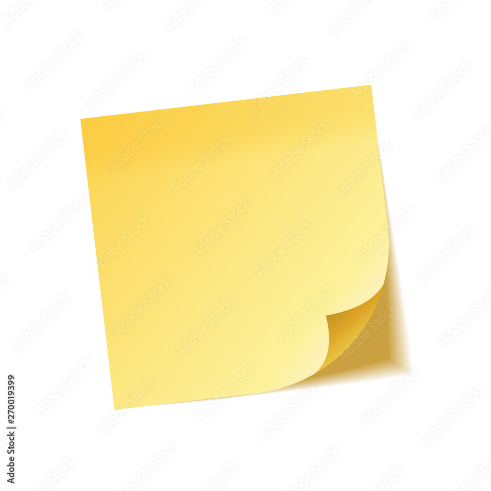 Realistic sticky note with shadow. Yellow paper. Message on notepaper. Reminder. Vector illustration. Realistic sticky note with shadow. Yellow paper. Message on notepaper. Reminder. Vector illustration.