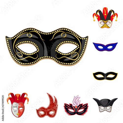 Vector design of carnival and theatrical symbol. Collection of carnival and mystery stock symbol for web.