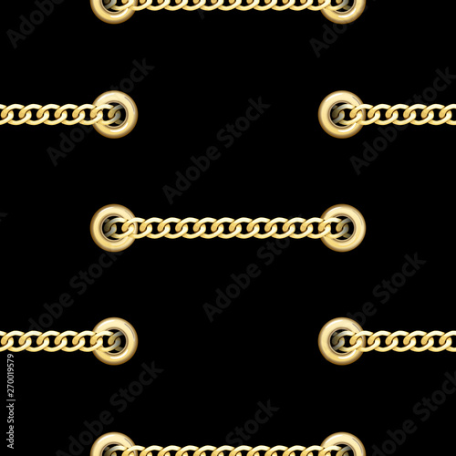 Golden Horizon Straped Chains with Metal Eyelets Seamless Pattern.