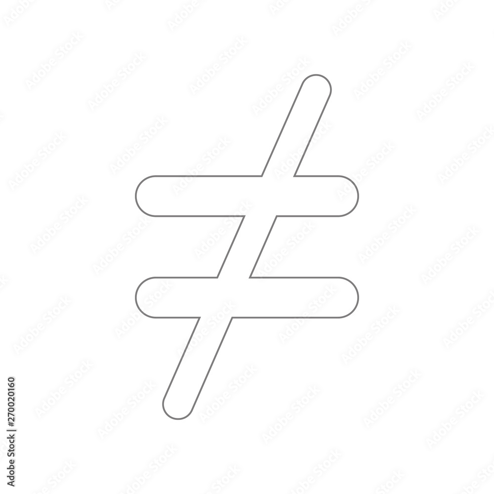 not equal icon. Element of web for mobile concept and web apps icon. Outline, thin line icon for website design and development, app development not equal icon. Element of web for mobile concept and web apps icon. Outline, thin line icon for website design and development, app development