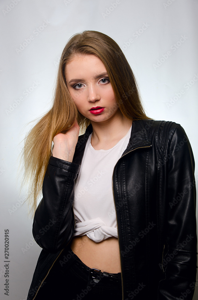 Fototapeta premium beautiful girl in blouse in Studio