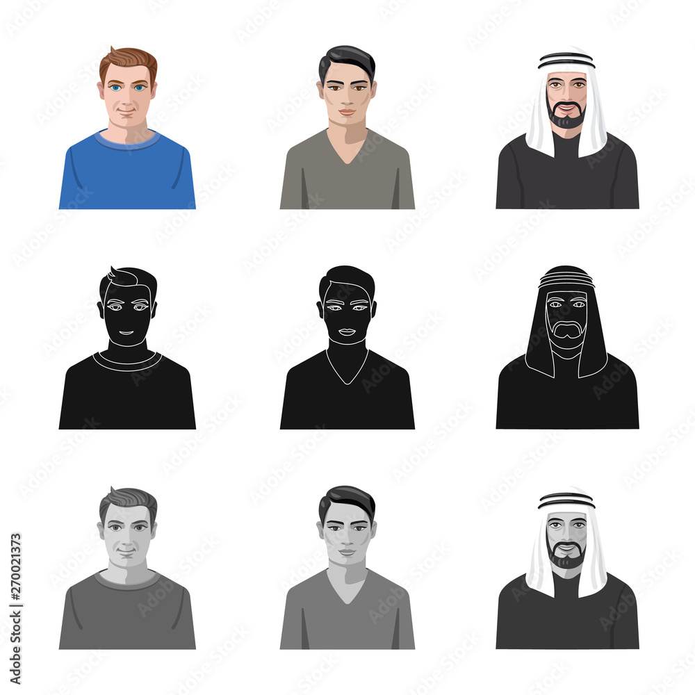 Vector design of hairstyle and profession  icon. Collection of hairstyle and character  vector icon for stock.
